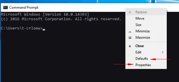 控制台窗口标题菜单